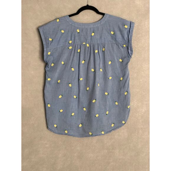 Loft Women's Small Cotton Rolled Sleeve Pineapple Button-Up Shirt - Picture 5 of 6